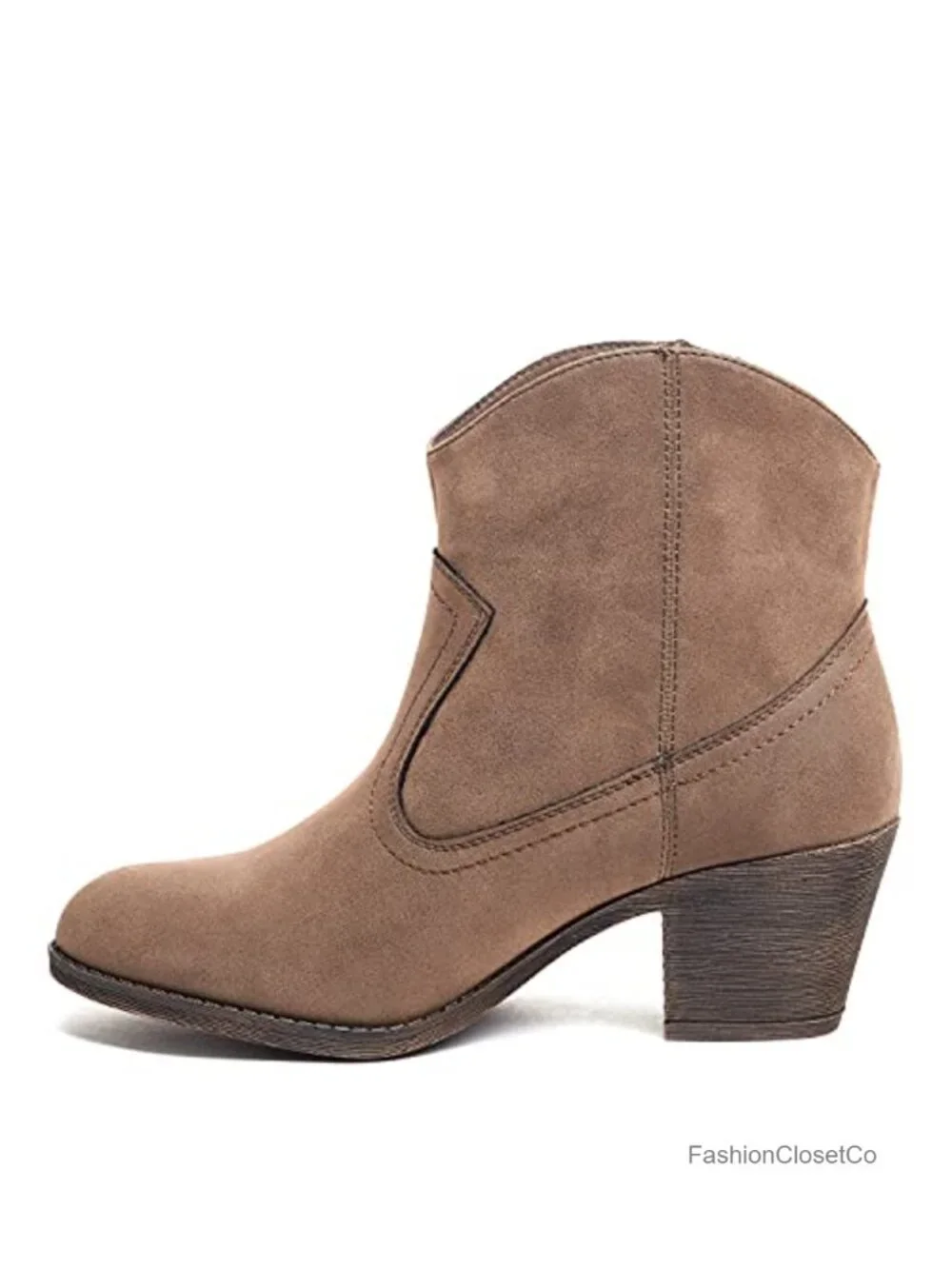 Ankle Western Boot with Stacked Heel and Cushioned Footbed